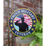 Eckert Florist's "Proud Military Veteran" Metal Sign 12" diameter