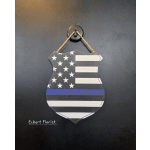 Police Flag Shield Plaque 12" H x 9" W