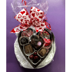 Large Solid Edible Chocolate Heart filled with Assorted Gourmet Chocolates