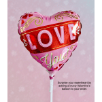 1 Air Filled Valentine's Day Mylar Balloon ~ 9"across w/ Stick