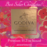 Godiva assorted chocolates in a pink floral gift box
