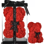 Faux Rose Teddy Bear in a box