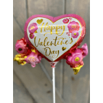 Pink and White Heart Happy Valentines Day Balloon Pick