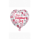 White Heart- Happy Valentine's Day mylar balloon