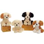 Beige/Brown/Cream 10"H Plush Sitting Puppy Dogs/ each