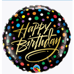 Birthday Balloon Gold Script & Dots
