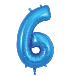 Blue 34in "6" Mylar Balloon