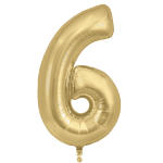 34in Gold #6 Mylar Balloon