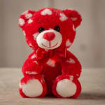 7.5" Heart Print Bear Red