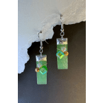 Green Textured Stained Glass Earrings