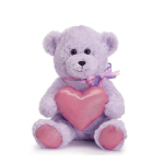 Lavender Plush Bear with Pink Shiny Heart