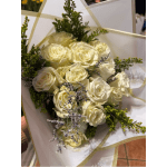 12 White rouses bouquet.