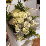 12 White rouses bouquet.