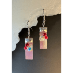 #A059 - Pink Iridized Stained Glass Earrings