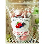 Berries and cream, salt, water, taffy