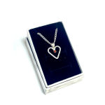 Silver Pendant Heart with Faceted Garnet Necklace- 18in chain