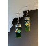 #A081 - Deep Green Stained Glass Earrings