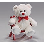 10" WHITE VALENTINE BEAR WITH RED BOW