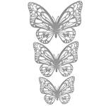 5 metallic butterflies silver