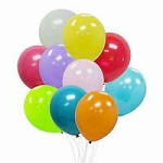 Cluster of colorful balloons on white background