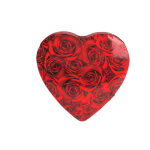 Heart-shaped red rose balloon on a white background