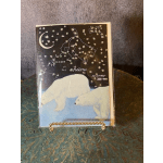 Greeting card with polar bears under a star map