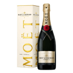 Bottle of Moët & Chandon champagne beside its box