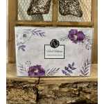 Boxed flower fragrance diffuser with purple floral artwork