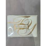 Gold "Thank You" greeting card in a clear sleeve