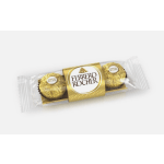 Ferrero Rocher chocolate candies in clear plastic wrapping