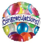 Air Filled -17" Congratulations Mylar Balloon on a stick each (Various styles-may not be as pictured)