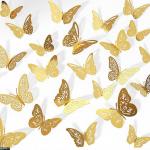 Gold butterfly pattern on a white background