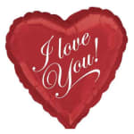Red heart-shaped balloon with "I love You!" text