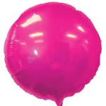 Pink round foil balloon on a white background