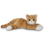 Plush orange-and-white cat lying down