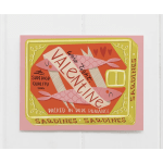 Valentine sardine tin illustration on a pink card