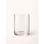 Clear glass cylinder vase on a white background