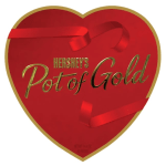 Heart-shaped Hershey's Pot of Gold candy box with red ribbon