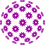 Purple flower-like pattern arranged in a circular design on white