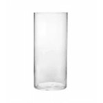 Tall clear cylindrical glass vase