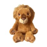 Plush lion toy sitting on a white background