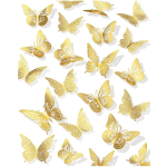 Gold butterfly wall decals on a white background
