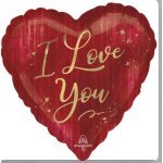 Red heart-shaped balloon with gold "I Love You" text