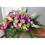 Large pink and white floral spray with lilies and roses