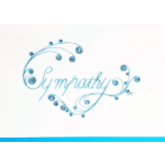 Blue calligraphic "Sympathy" text with decorative swirls on a white background