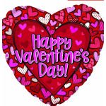 Heart-shaped Valentine’s Day balloon with red and pink hearts