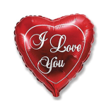 Red heart-shaped balloon with "I Love You" text