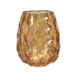 Amber glass vase with a wavy textured surface