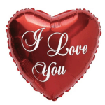Red heart-shaped balloon with "I Love You" text