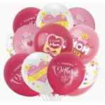 Cluster of pink and white Mother's Day balloons